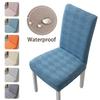 Long Checkered Dining Chair Cover Elastic Stretch Polar Fleece Seat Covers Solid Color Waterproof Chair Protectors Home Dining