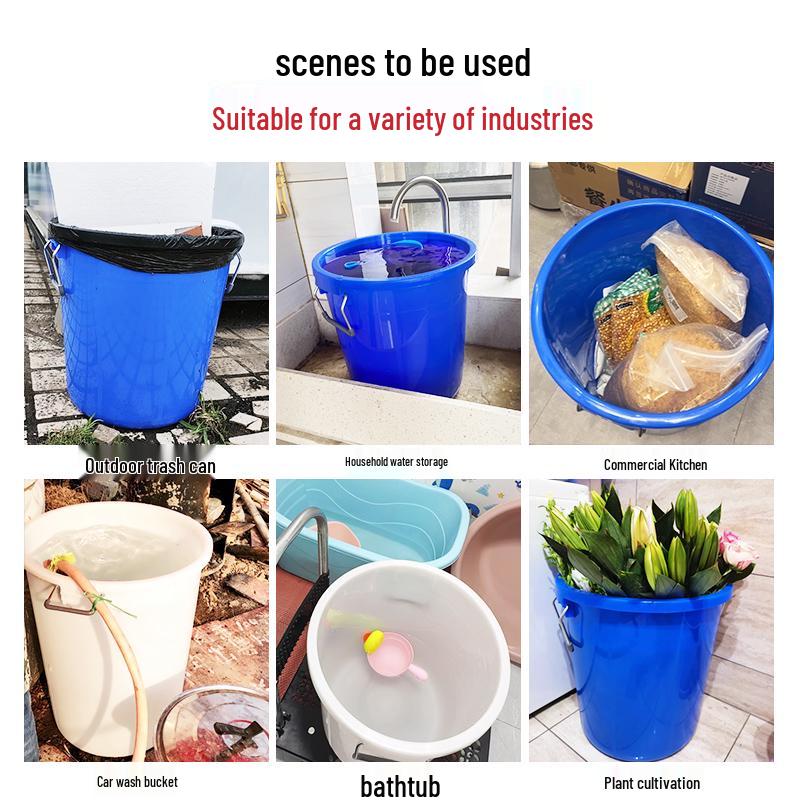 Large Capacity Thick Round Plastic Trash Can for Commercial Kitchens, Catering, Classrooms, Hotels, and Sanitation