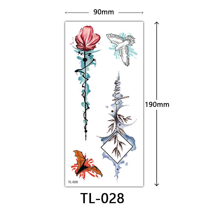 Blumen Tattoo Aufkleber, Farbige Skizzen Tattoo Aufkleber, Englische Buchstaben, Hochzeitsfotografie Tattoo