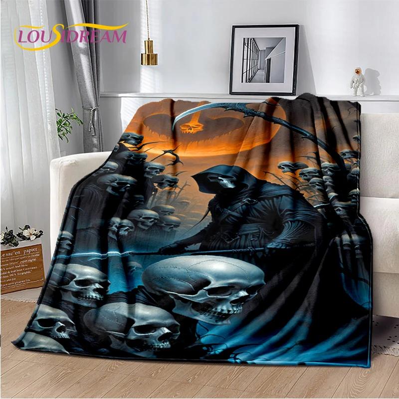 2025 New Gothic Horror Character Skull Ghost Spirit Soft Blanket,Soft Throw Blanket for Home Bedroom Bed Sofa Picnic Travel Gift