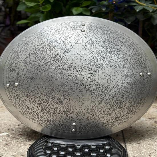 Aluminium Floral Blomst Gravert Skjold Rund Viking Veggkunst