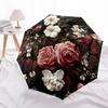 1 PC Automatic Folding Umbrella - Roses and Butterflies Pattern, Portable & Foldable Design with 8 Ribs, Christmas Birthday Gifts