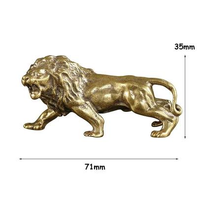 Antika Bronz Erkek Aslan Kral Heykeli Küçük Süsler Katı Bakır Dağ Aslanları Minyatür Figürler Pirinç Heykel El Sanatları Dekor
