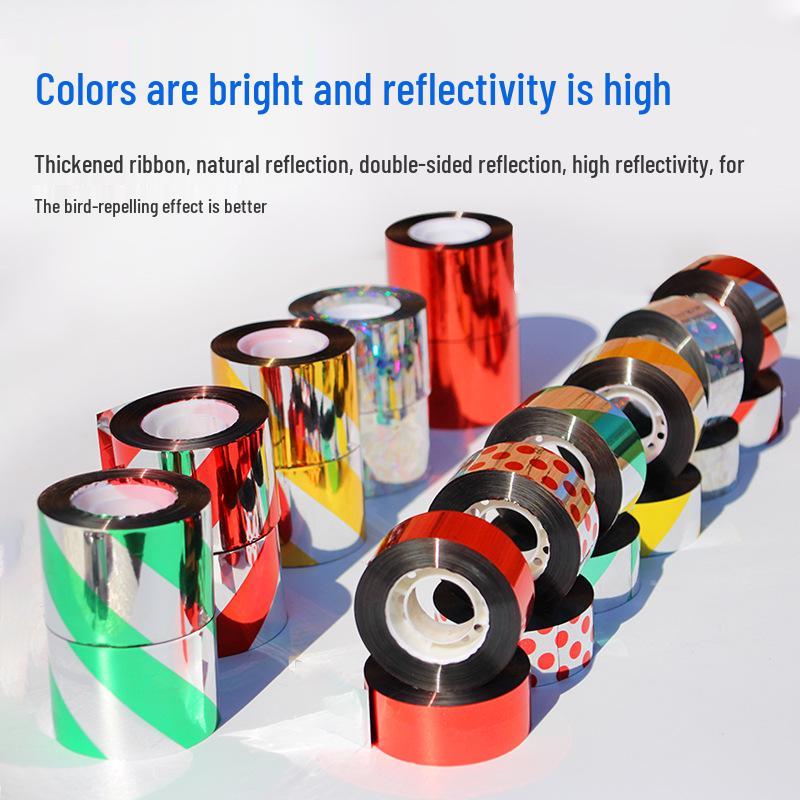 Double-Sided Reflective Bird Repellent Ribbon - Flashing Warning Tape for Farmland and Orchards