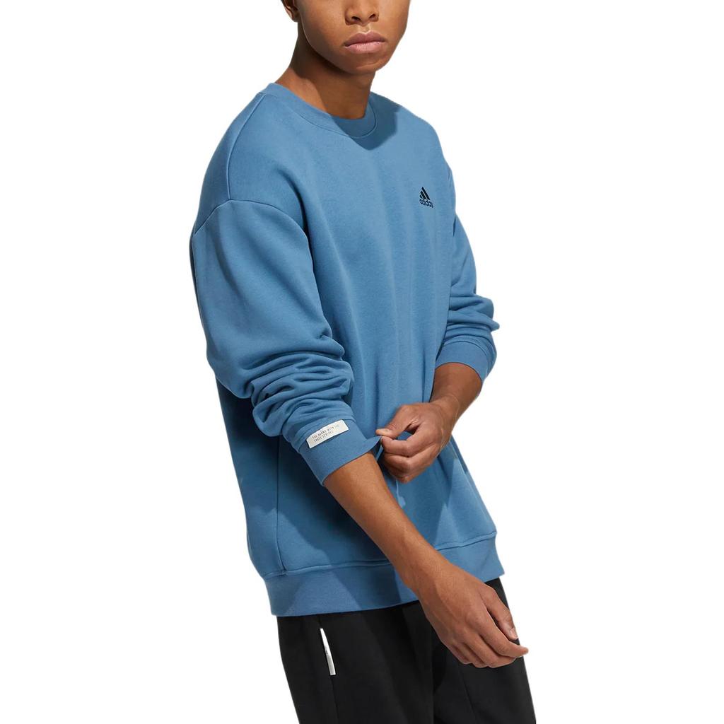 adidas Unisex Blue Crew Neck Embroidered Logo Sweatshirt IB2773