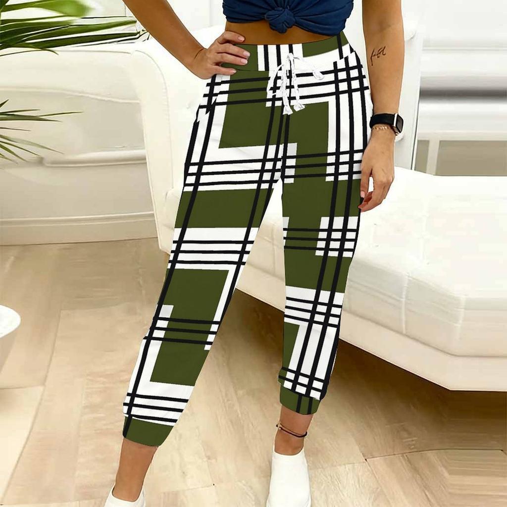 Summer Ladies Organized Pattern Printed Sweatpants Loose Fit Drawstring Joggers Elastic Cuff Daily Casual Pants