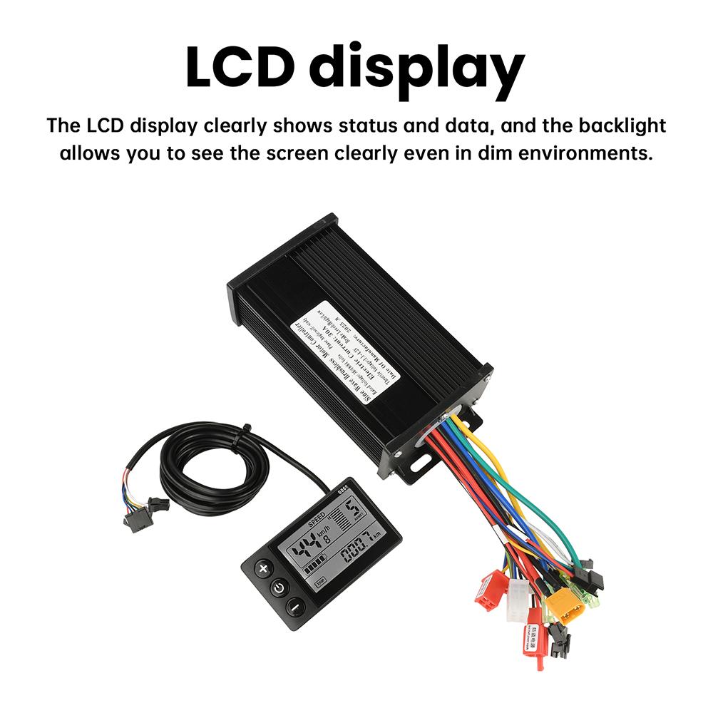 36V 48V 64V 30A 750-1500W sine wave three-mode brushless motor controller, suitable for SM-connector-equipped electric bicycles