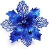 5pcs/lot Christmas Poinsettia Glitter Flowers with Clips Christmas Tree Ornaments Decor for Home Decor New Year Xmas Gifts