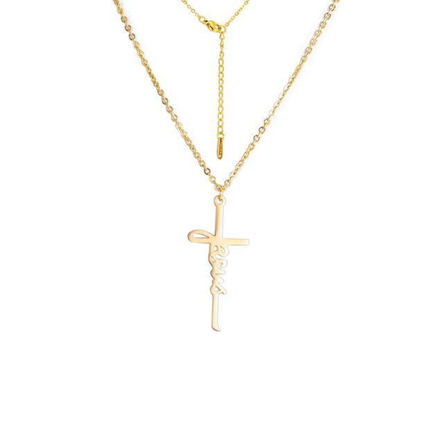Cazador Jesus Kreuz Hohl Anhänger Halsketten für Damen Herren Christliches Choker Großhandel Edelstahl Schmuck Geburtstagsgeschenke