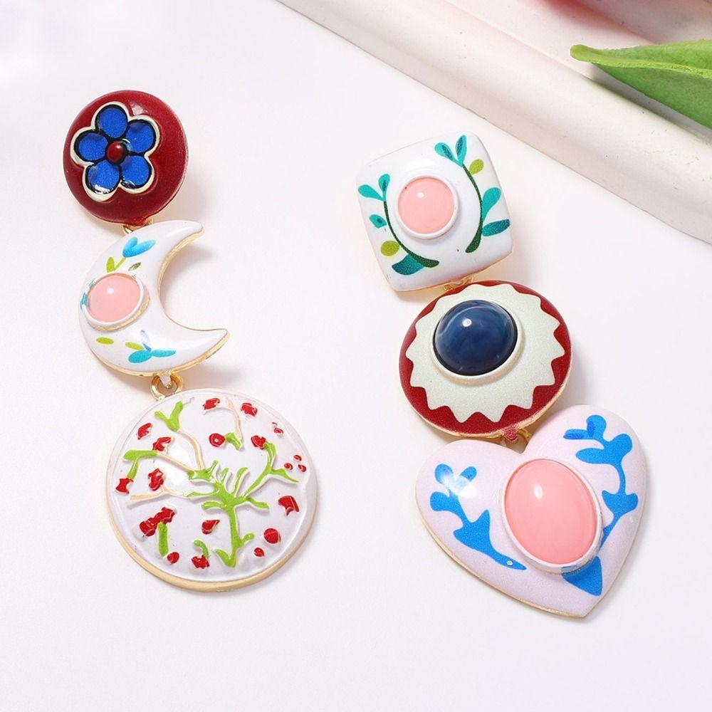 Flower Geometric Stud Earrings Charm Bohemian Dangle Earring Holiday