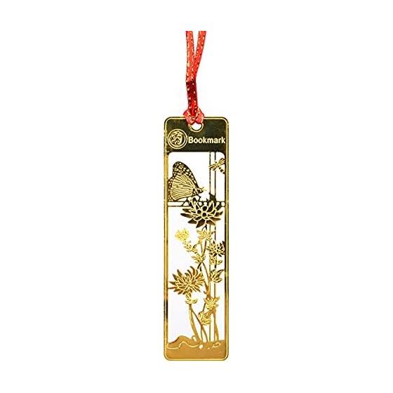 Fantasyon Bookmarks, Four Gentlemen (Plum, Orchid, Bamboo, Chrysanthemum) Hollow Carved Ancient Series, Classical Metal Vintage