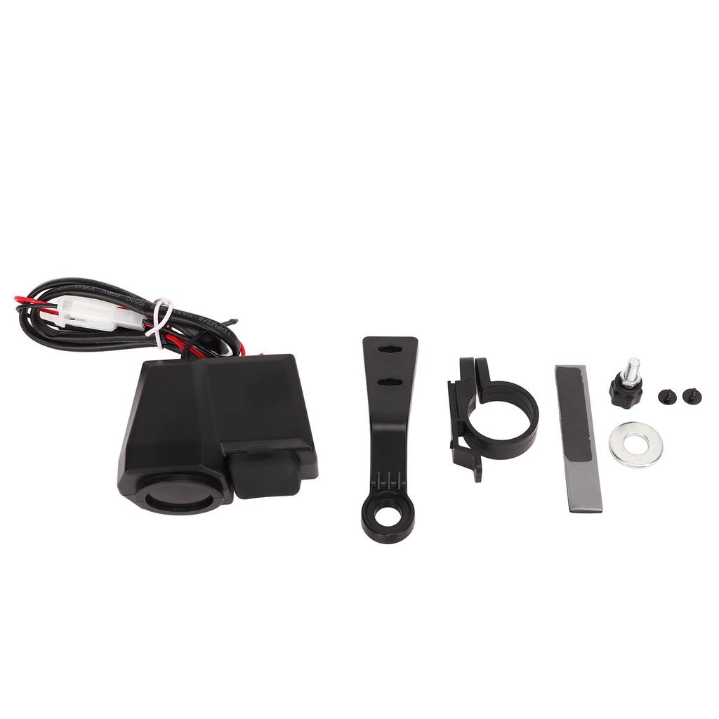 Motorcycle Handlebar Charger ABS with Voltage and Temperature Digital Display Motorbike Power Supply Socket for Riding