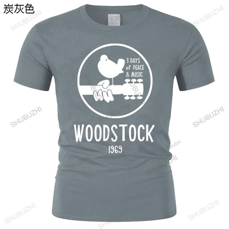 Men White Cotton Tshirt Woodstock 1969 Vintage T Shirt Men Music Short Sleeve Printed Cotton Tee Size Fashion Tee-shirt