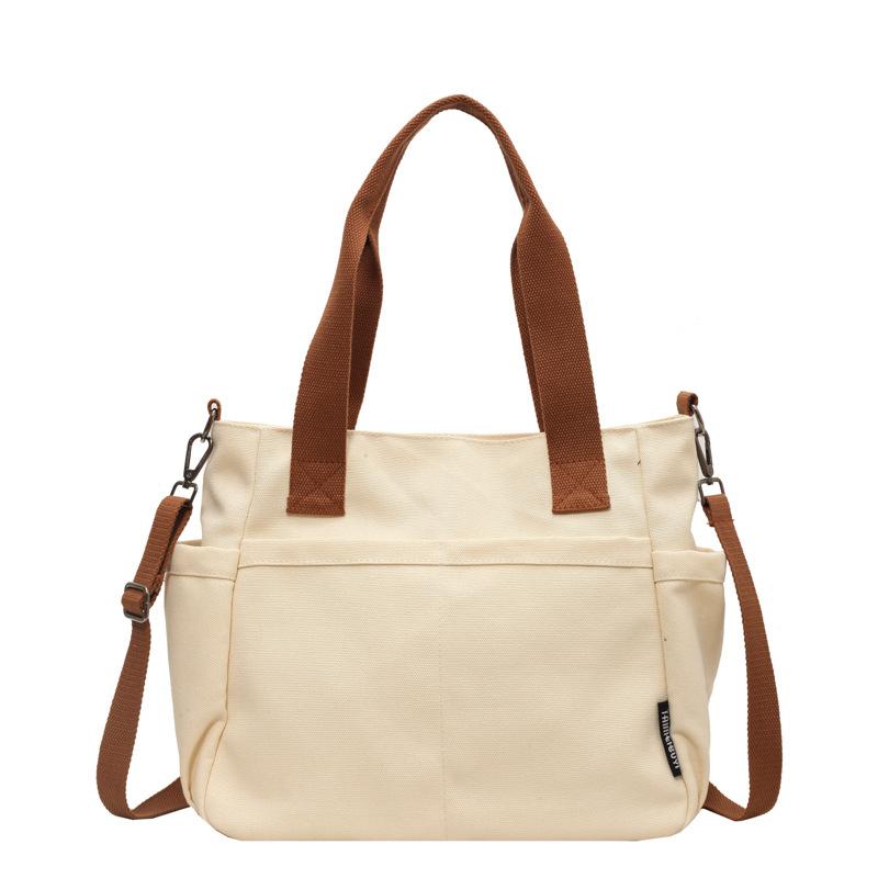 Стильная и простая однотонная холщовая сумка Новая студенческая сумка через плечо Повседневная универсальная женская сумка через плечо