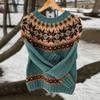Damen Rundhals Farbblock Lockerer Passform Pullover Strickpullover Geometrisch Street Style 2025