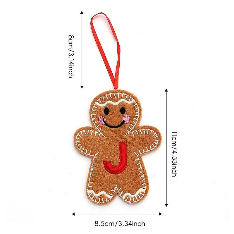 A-Z Gingerbread Man Doll Christmas Decoration Pendants Xmas Tree Hanging Ornament Christmas for Home New Year Kids Gift