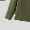 INCERUN Men Lapel Neck Long Sleeve Solid Color Casual Loose Shirts Tops