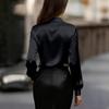 Women's Solid-color Casual And Versatile Long-sleeved Lapel Shirt Top