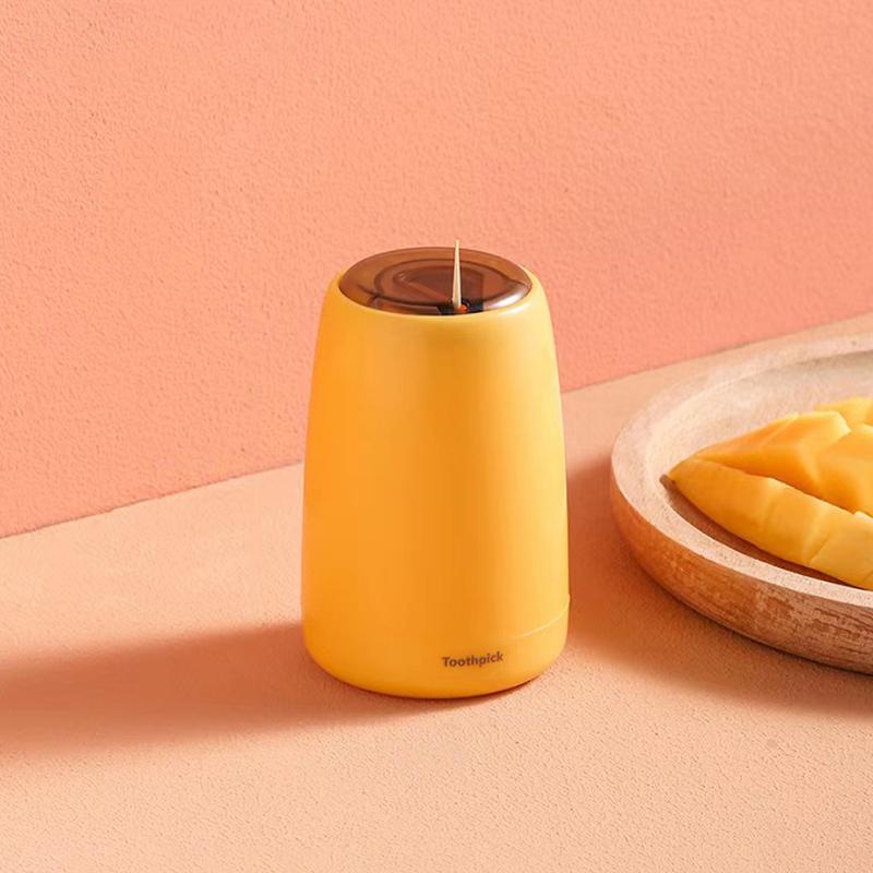

Креативный автоматический держатель для зубочисток, контейнер для домашнего стола, пластиковый круглый держатель для зубочисток с нажимным механизмом жёлтый