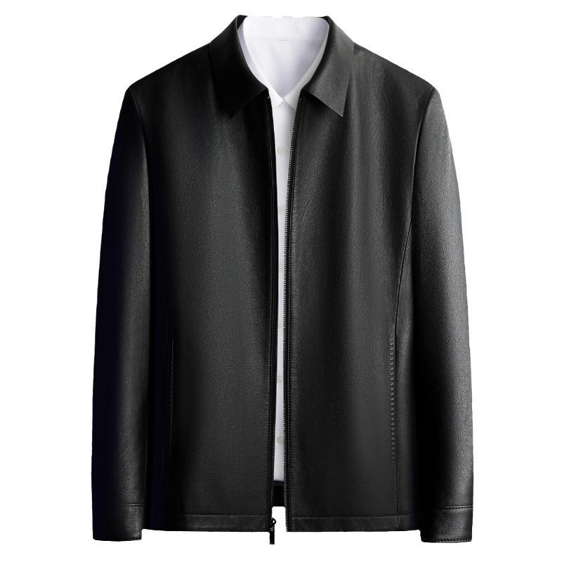 Business Gentleman Leather Jacket Men's Leather Jacket Spring and Autumn New Cowhide Jacket Top