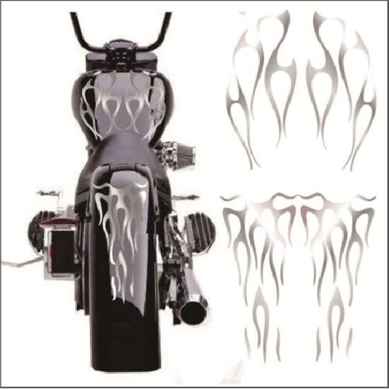 NEW Universal Motorcycle Flame Sticker White For Gas Tank & Fender Decals Vinyl
