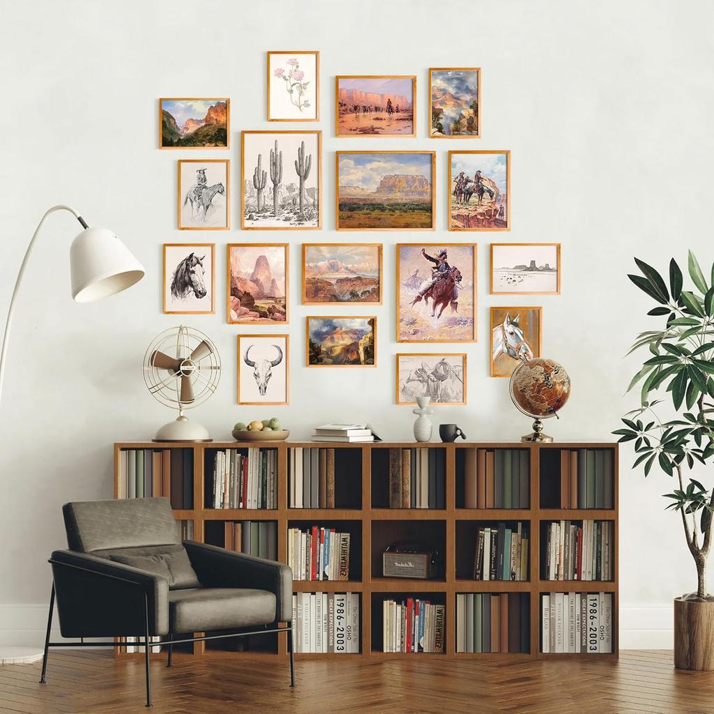Vintage Western Wall Art for Living Room Decor Aesthetic Boho Decor Desert Wall Decor for Bedroom Decor Southwest Decor for Home Decor 17 PCS