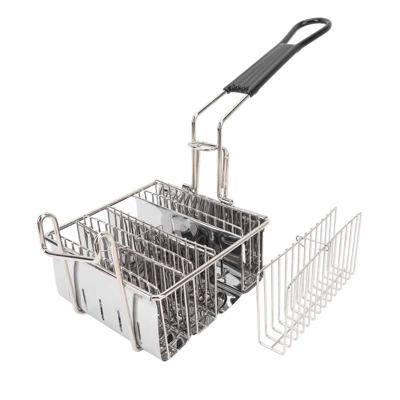 

Корзина для тако из нержавеющей стали со съемной ручкой, экономящая время, держатель для фритюрницы тако, корзина для буррито L