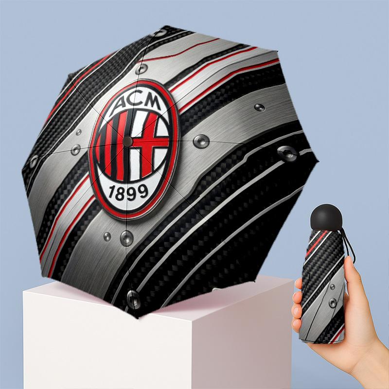 AC Milan Pattern Printed Mini 5 Folds 8 Ribs Compact Umbrella Windproof Waterproof Lightweight Portable Folding