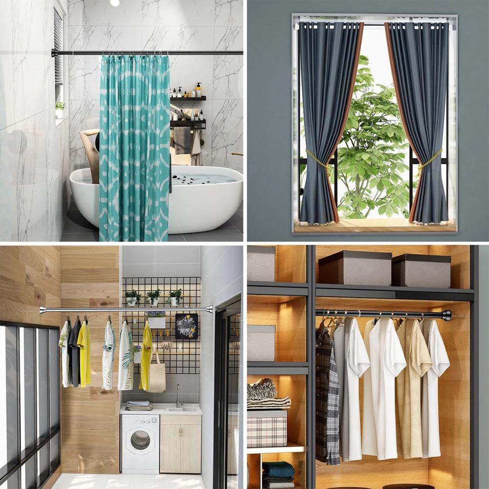White Tension Curtain Rod Spring Tension Telescoping Curtain Rod Expandable Curtain Rod  Indoor