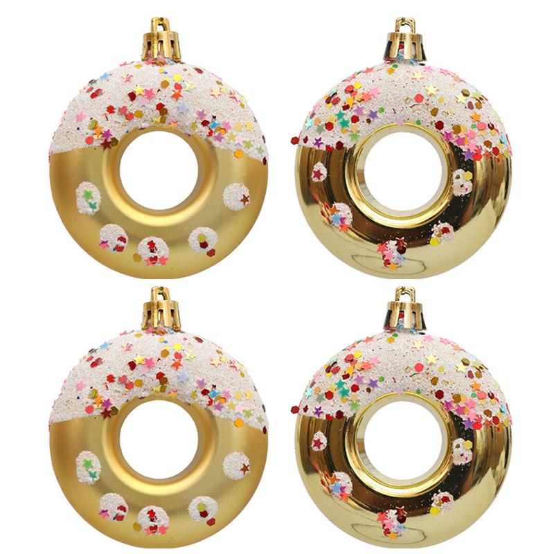 4Pcs Lovely Donut Christmas Tree Decoration Christmas House Hanging Ornament