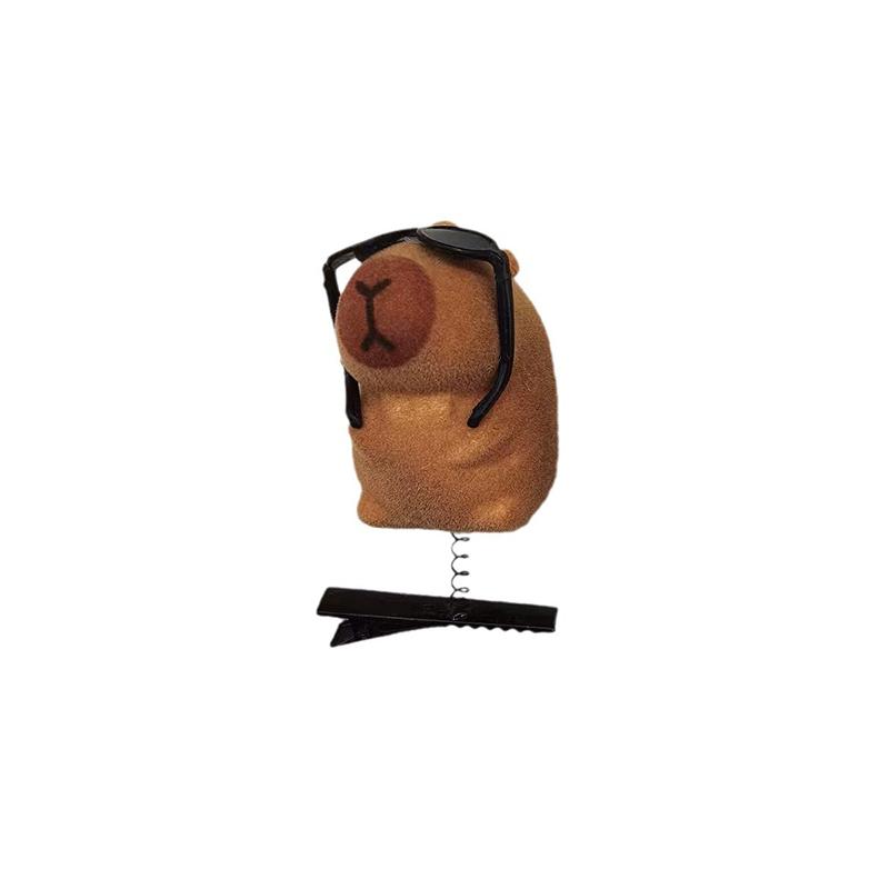 1 szt. Kreskówkowy Dziecięcy Klips do Włosów 3D Kapibara Pluszowa Spinka do Włosów DIY Kokarda Okulary Kapelusz Róża Projekt Kapibara Kaczy Dziób Akcesoria