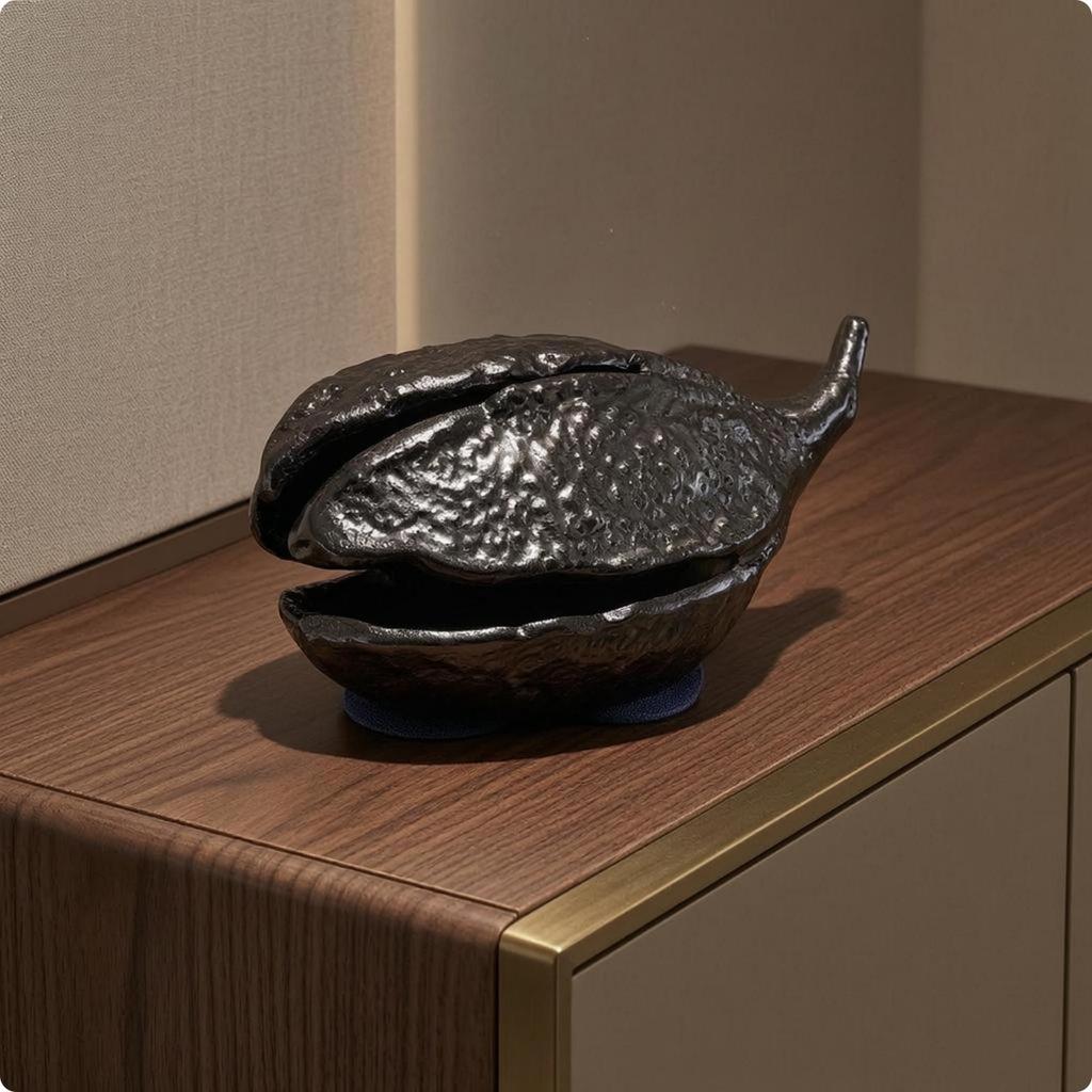 Pod Ornament Electroplated Resin Decor Hammered Texture for Display Styling