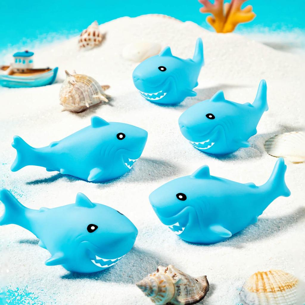 20-100pcs Blue Shark Bath Toy Floating Squeezing Mini Rubber Shark Classroom Carnival Prize Designed For Children Birth Date Celebration Favor