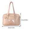 Women Girls Cosplay Satchels Transparent Love Heart PU Jk School Handbag Adjustable Strap Japanese School Bag Chic Commuting Bag