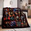 1Pc Halloween Horror Icons Flannel Blanket, Soft And Comfortable, Casual Warm, Camping Travel, Christmas, Halloween Xmas Gift L1470