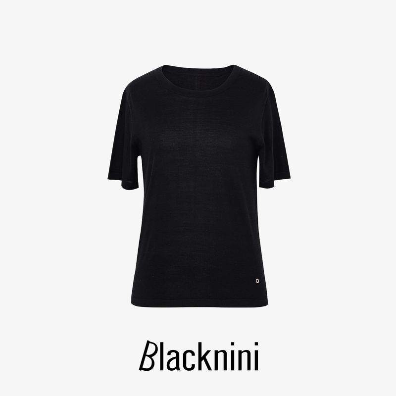 Blacknini Yin Huafu/"LP Style" Italy Organza 100 Mulberry Silk Comfortable 0 Pressure Feeling Short Sleeve T-shirt