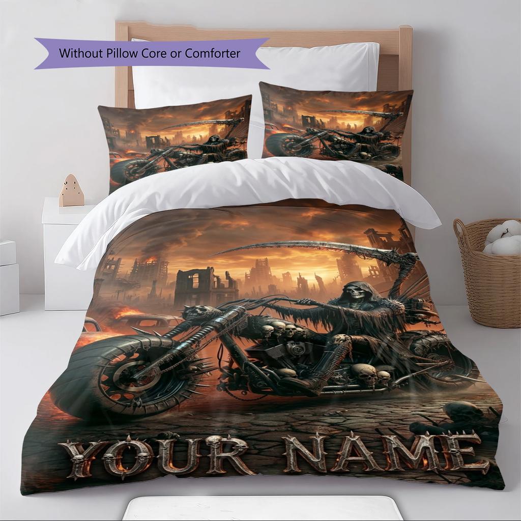 Name Custom Reaper Pattern Bedding Set Quilt Cover Pillowcase Home Decor Gift (1 * duvet cover + 2 * pillowcase, without core)