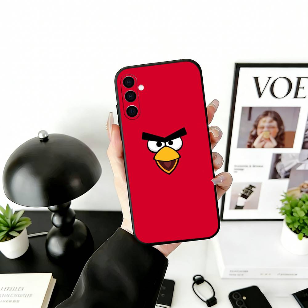 Funny Cartoon A-Angry B-Birds Phone Case Black Silicone Soft For Samsung Galaxy A73,A72,A71,A70,A53,A52,A51
