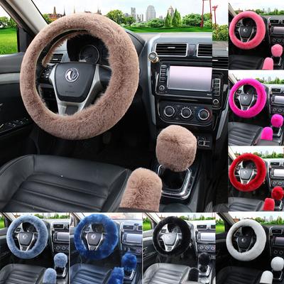 Housse de volant de voiture universelle en peluche pour homme et femme, accessoire d'intérieur d'hiver, doux et moelleux, 36 cm