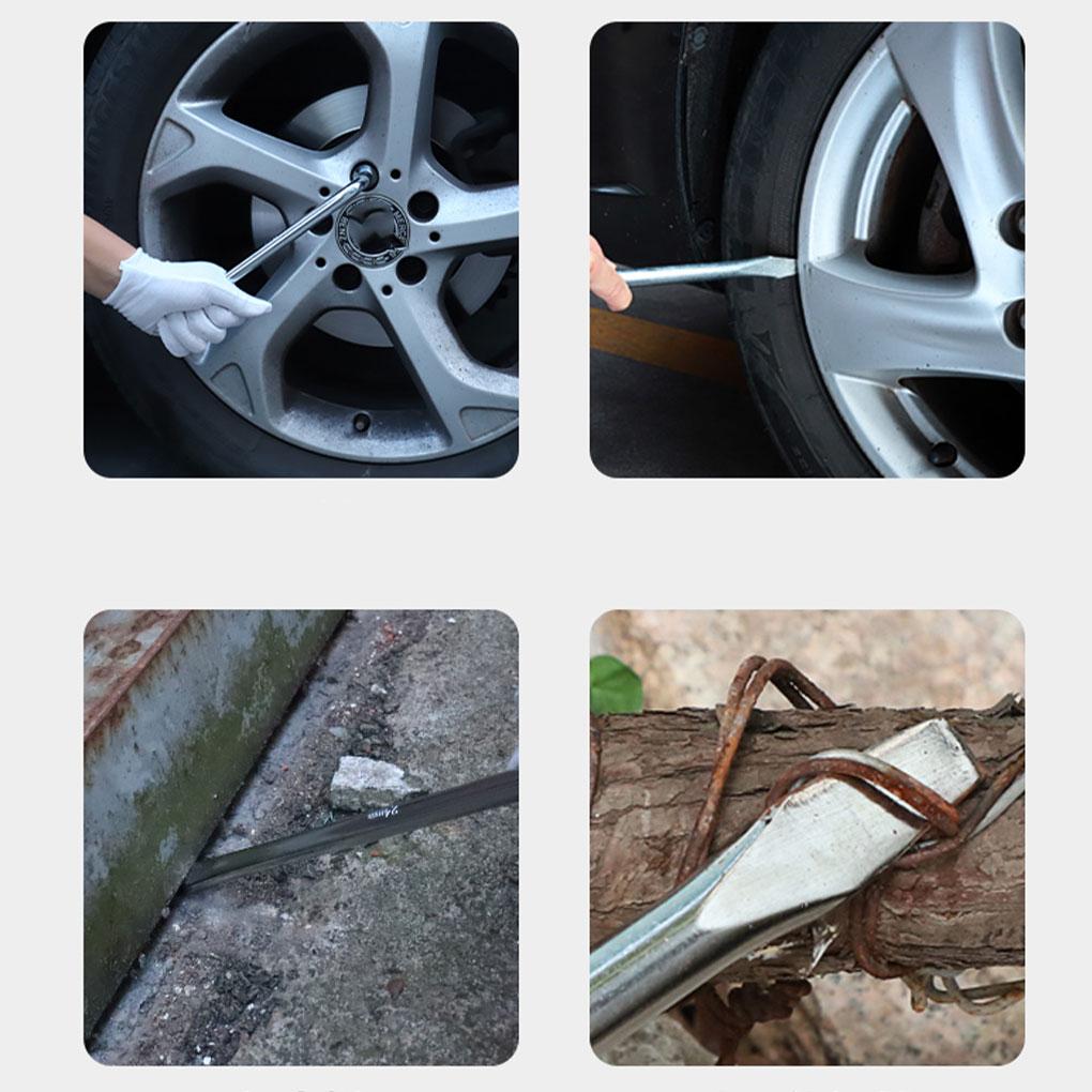 Compact And Comfortable Grip Car Wheel Wrench For Quick And Easy Tire Changes Efficient Metal Key Socket Spanner, Silver, 17mm