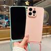 Crossbody Lanyard Candy Color Phone Case For Iphone 17 Air 16 16E 15 14 13 12 11 Pro Max Plus Silicone Soft TPU Back Cover