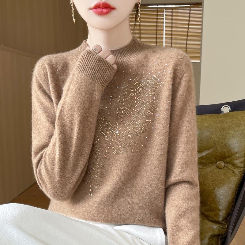 Women's Cashmere Sweater Qinghe Cashmere 30% Cashmere 70% Wool Autumn and Winter Pullover Warm and Fashionable
