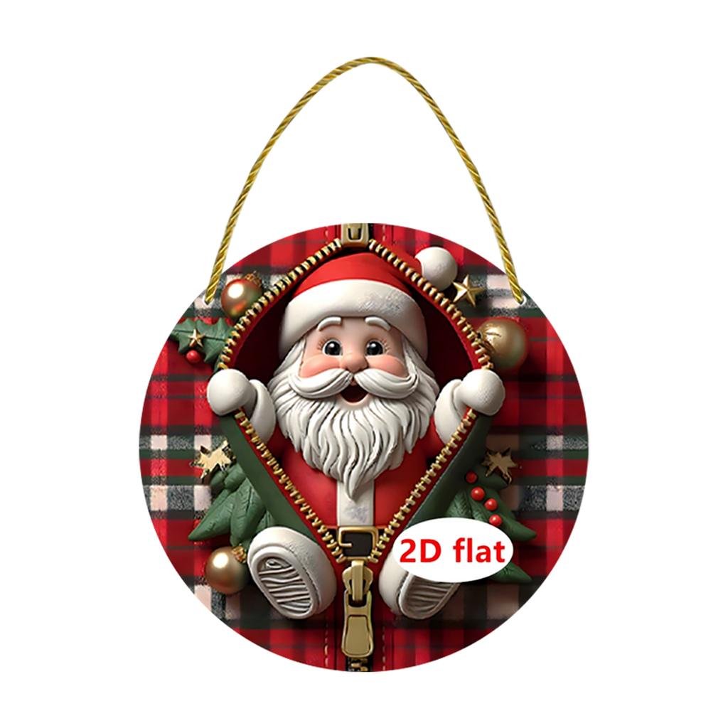 Christmas Cartoon Santa And Penguin 2D Flat Acrylic Garden Door And Window Pendant Decoration Props