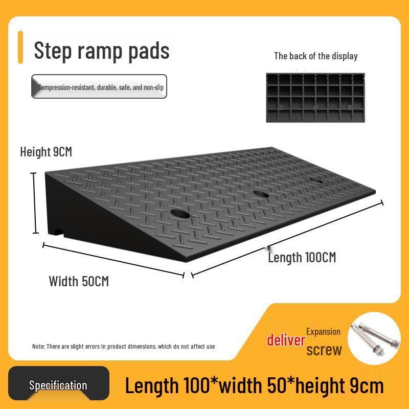 Rubber-Plastic Anti-Slip Speed Bump Curb Ramp Mat for Cars