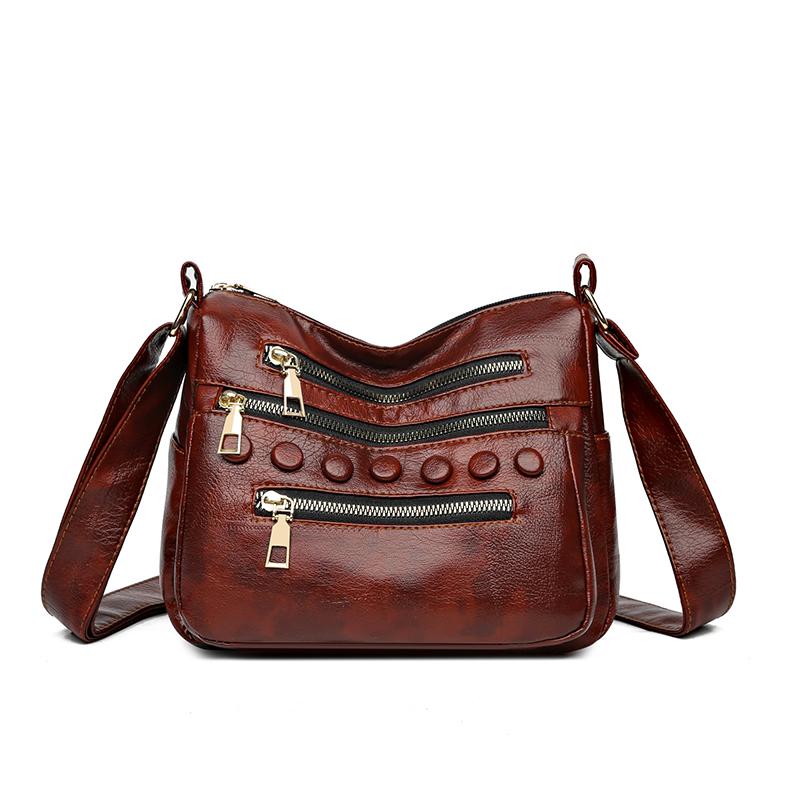 

Жіноча сумка М яка шкіряна сумка на плече великої місткості Сумка для матері середнього віку коричневий