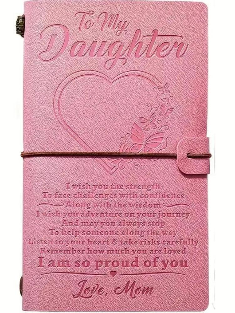 1pc Pink Notebook With 136 Pages, Card Slots, Storage Bag, and Customizable Pages.