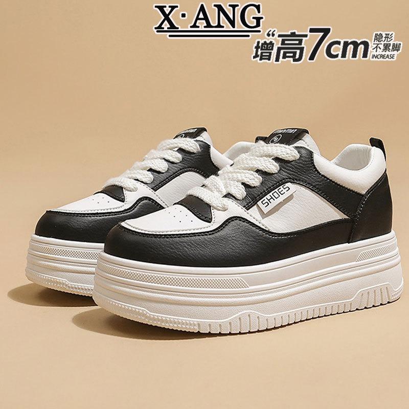 

Leather little white shoes inner height increase small women s shoes spring new versatile thick baseplate shoes casual sports shoes 40