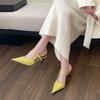 Fashion Women's Slippers Summer New Mid-heeled Pointed Buckle Baotou Sandals Casual Fashion Temperament Slippers with Fine Heels