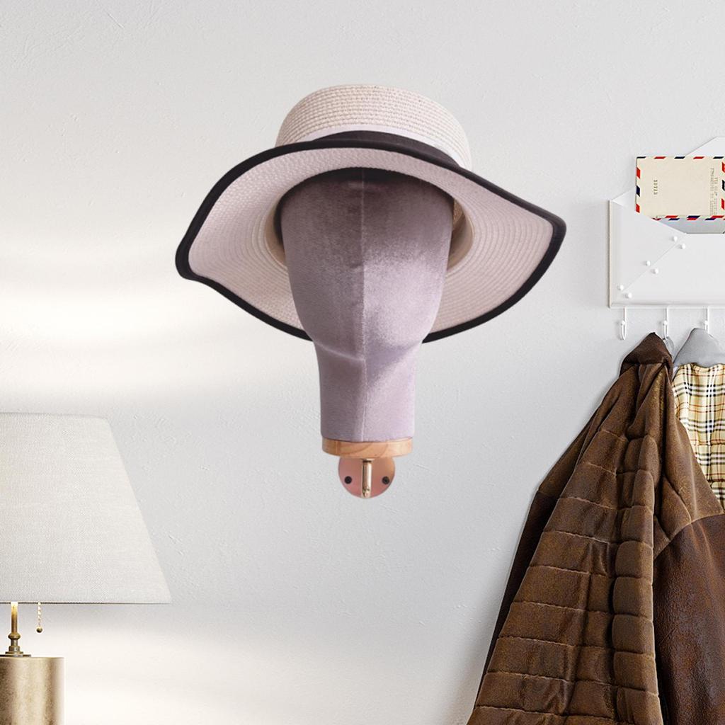 Mounted Velvet Mannequin Head for Hats And 11inch Height Business Use