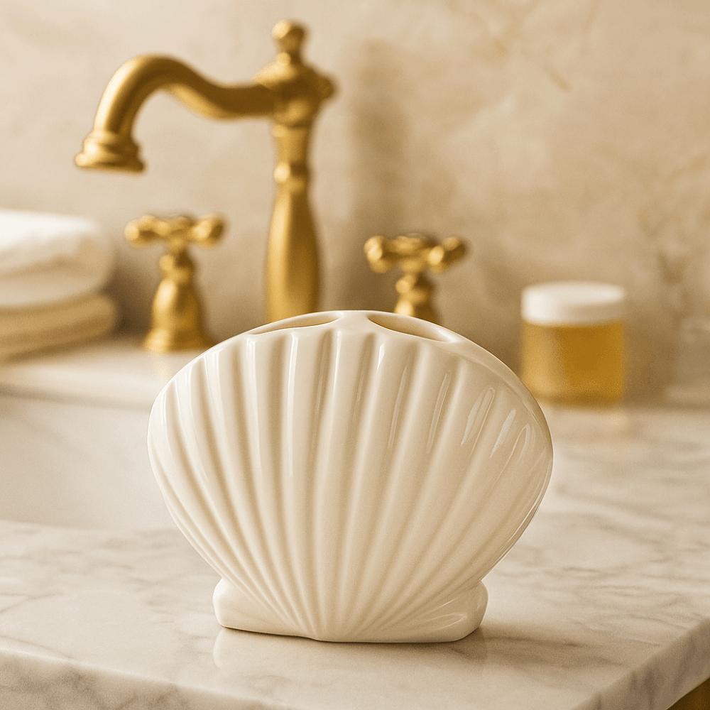 Ceramic Shell Shape Toothbrush Holder Cartoon Bathroom Storage Rack  Children's Room